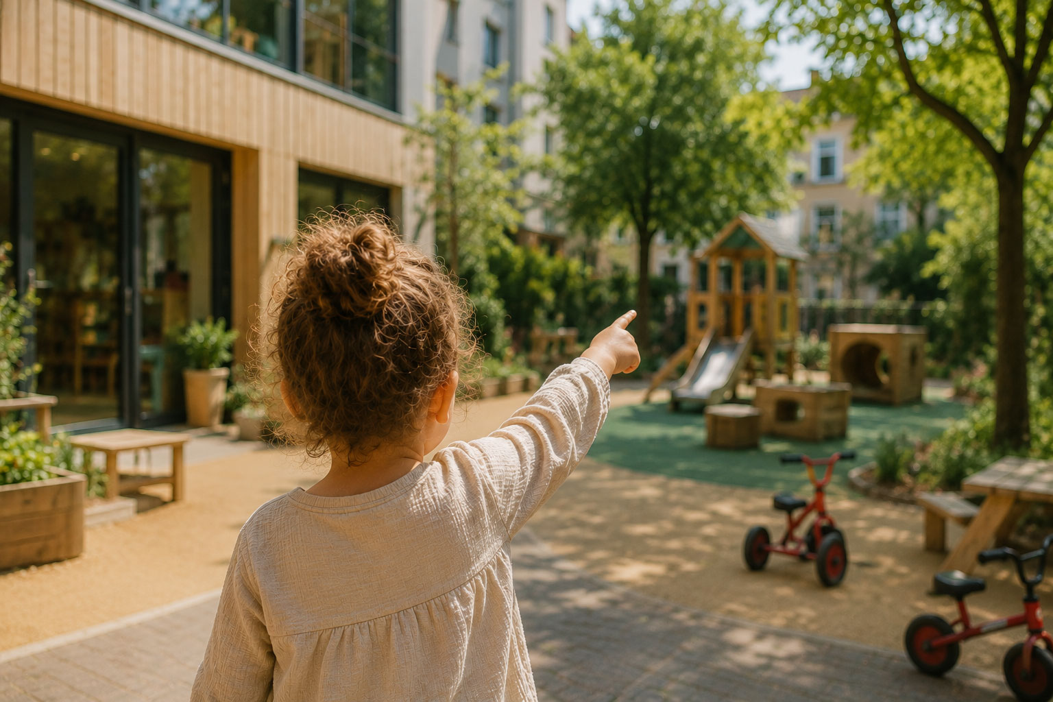 Kind speelt bij Calimero's Nest